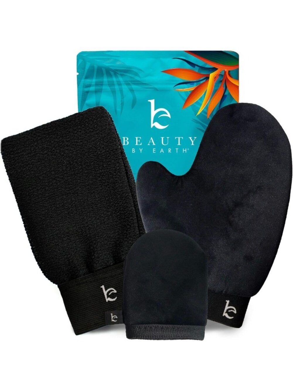 3-in-1 Self Tanning Mitt Set - Velvet Applicator, Exfoliating Glove & Face